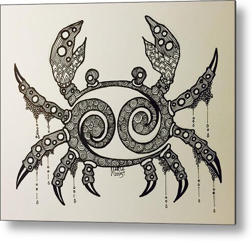 Cancer Zodiac Metal Print featuring the drawing Cancer by Maria Leah Comillas