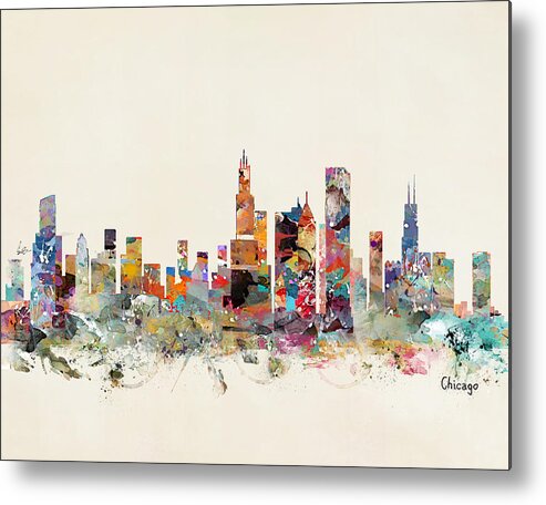 Chicago City Skyline Metal Print featuring the painting Chicago City Skyline by Bri Buckley