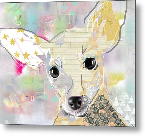 Chihuahua Collage Metal Print featuring the mixed media Chihuahua Collage #2 by Claudia Schoen