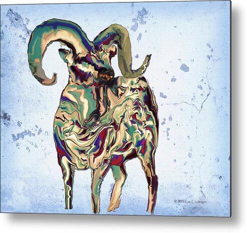 Bighorn Ram Metal Print featuring the digital art Montana Bighorn Ram by Kae Cheatham