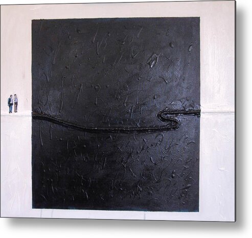 Modern Art Metal Print featuring the painting Explaining Modern Art Standing On An Elegant Line by Kevin Callahan