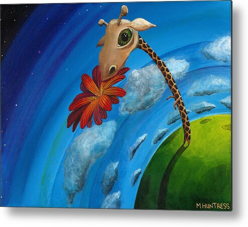 Giraffe Metal Print featuring the painting Reach For the Sky by Mindy Huntress