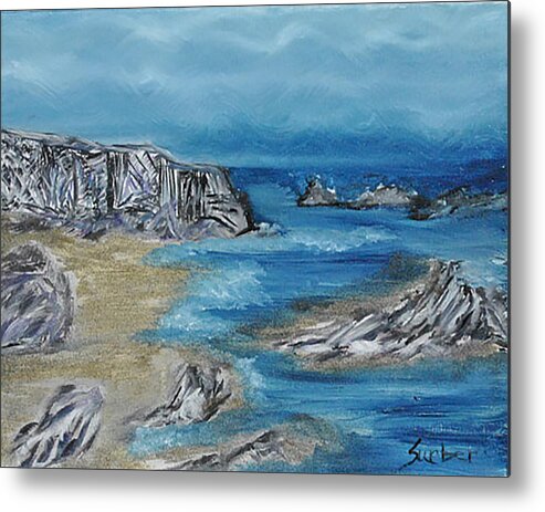 Landscape Metal Print featuring the painting Gold Cove by Suzanne Surber