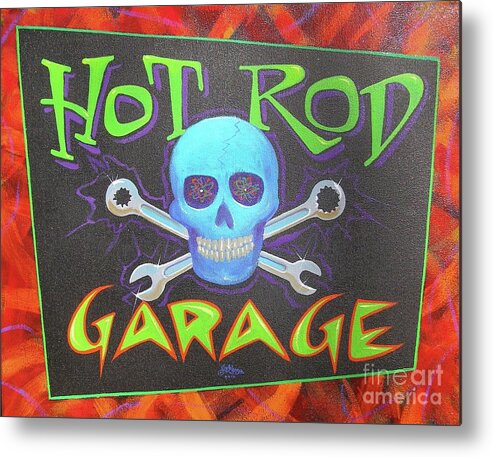 Hot Rods Metal Print featuring the painting Hot Rod Garage #1 by Alan Johnson
