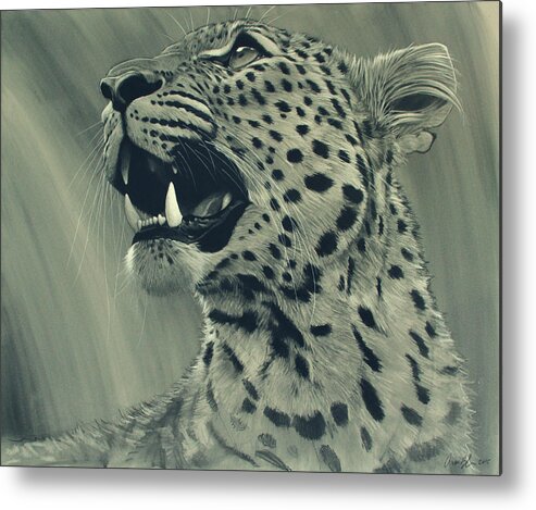 Leopard Metal Print featuring the digital art Leopard Portrait by Aaron Blaise