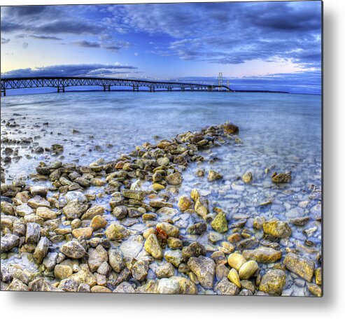 Mackinac Metal Print featuring the photograph Mackinac Bridge from the Beach by Twenty Two North Photography