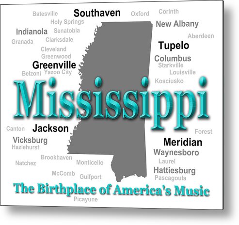 Mississippi Metal Print featuring the photograph Mississippi State Pride Map Silhouette by Keith Webber Jr