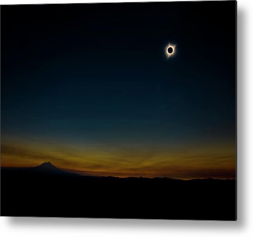 Scenic Metal Print featuring the photograph Mount Jefferson Solar Eclipse by Pelo Blanco Photo