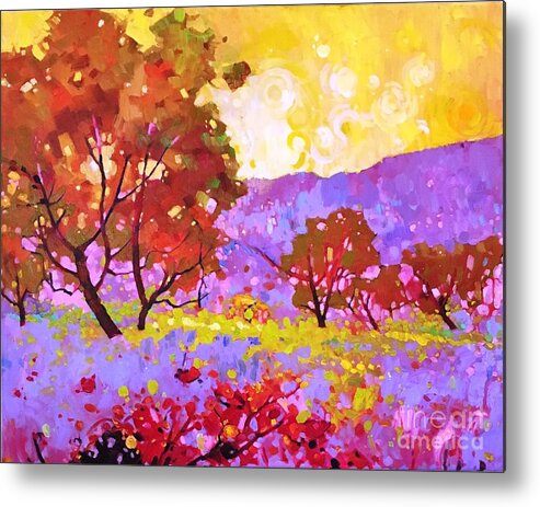 Impressionism Metal Print featuring the painting Oaks in dream #1 by Celine K Yong