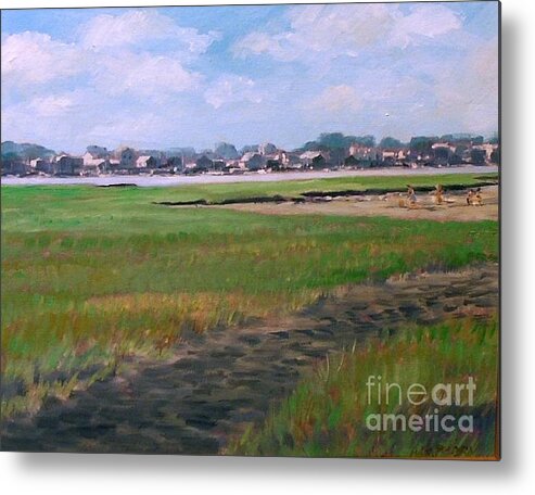 New England Metal Print featuring the painting New England Shore by Perry's Fine Art