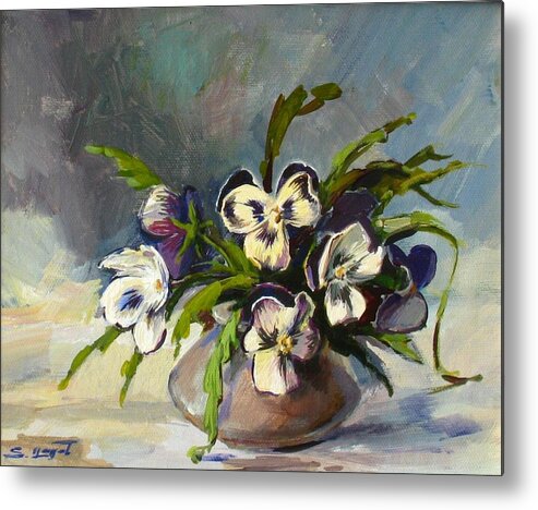 Armenian Metal Print featuring the painting Pansies #1 by Tigran Ghulyan