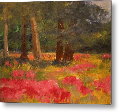Poppy Painting Metal Print featuring the painting Poppy Meadow by Julie Lueders 