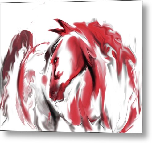 Metal Print featuring the mixed media Red Horse by Jim Fronapfel