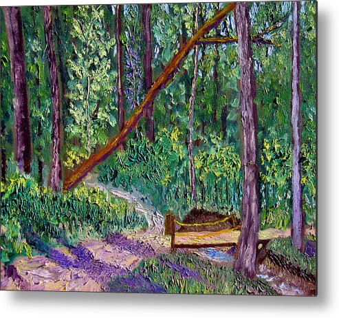 Landscape Metal Print featuring the painting SEWP Trail Bridge #1 by Stan Hamilton