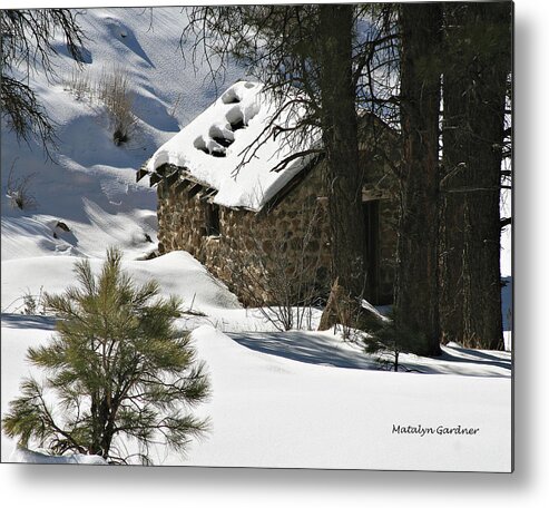 Snow Metal Print featuring the photograph Snow Cabin by Matalyn Gardner