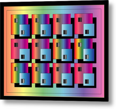 Abstract Metal Print featuring the digital art Squares by George Pasini