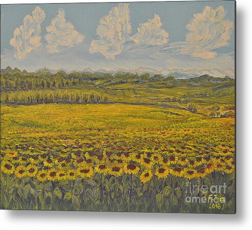 Landscape Metal Print featuring the painting Sunny moments #1 by Felicia Tica