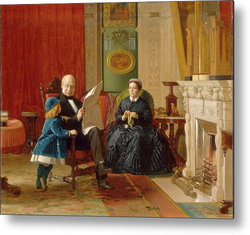 Eastman Johnson Metal Print featuring the painting The Brown Family #1 by Eastman Johnson