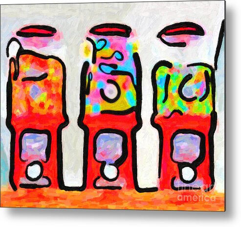 Candy Metal Print featuring the photograph Three Candy Machines #1 by Wingsdomain Art and Photography