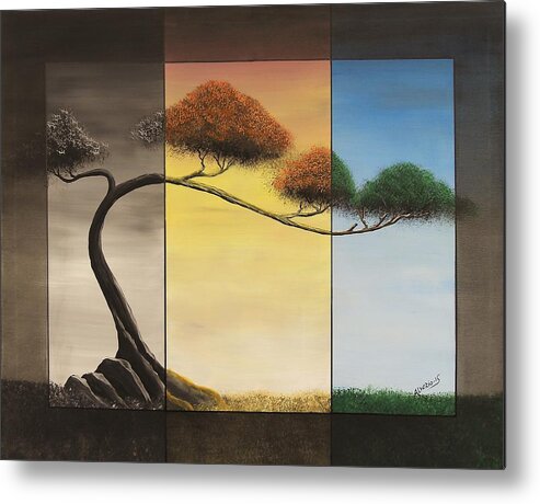 Bonsai Metal Print featuring the painting Time After Time #1 by Edwin Alverio