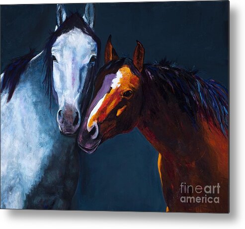 Horses Metal Print featuring the painting Unbridled Love by Frances Marino