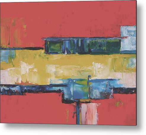 Abstract In Bold Colors Painted With Palette Knife Metal Print featuring the painting Where are you going #1 by Barbara Anna Knauf