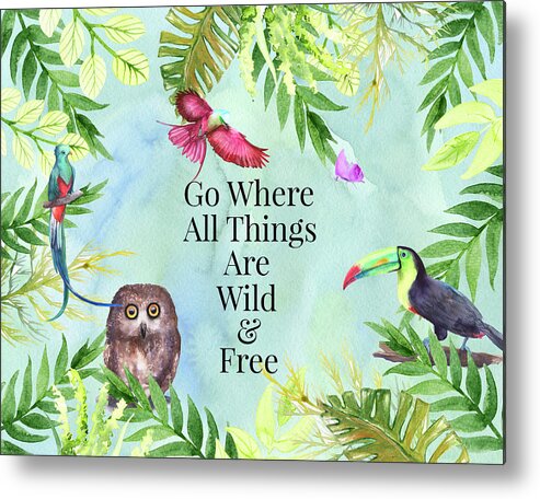 Jungle Birds Metal Print featuring the digital art Wild and Free #1 by Colleen Taylor