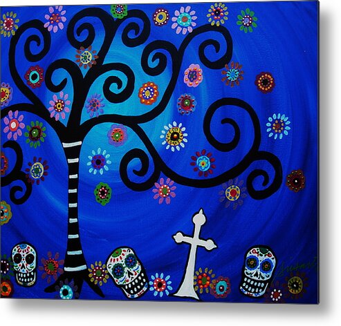 Day Of The Dead Metal Print featuring the painting Day Of The Dead #10 by Pristine Cartera Turkus