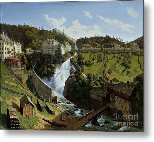 Hubert Sattler Wildbad Gastein 1844 Metal Print featuring the painting Landscape #13 by MotionAge Designs