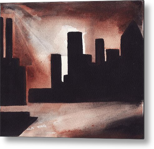 Abstract Industrial Landscape Metal Print featuring the painting 14th St. Con Ed by Ron Erickson