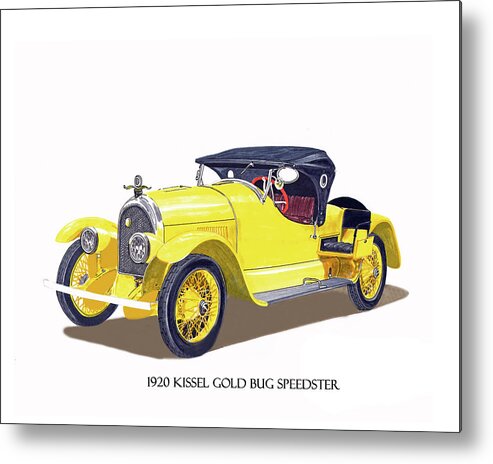  The Kissel Brothers Built Their First Automobile In 1905 Metal Print featuring the painting 1923 Kissel Kar Gold Bug Speedster by Jack Pumphrey