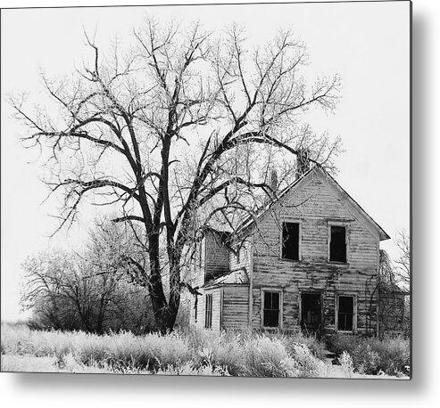 1930's Abandoned Farm House Near Aberdeen South Dakota 1965 Metal Print featuring the photograph 1930's abandoned farm house near Aberdeen South Dakota 1965 by David Lee Guss