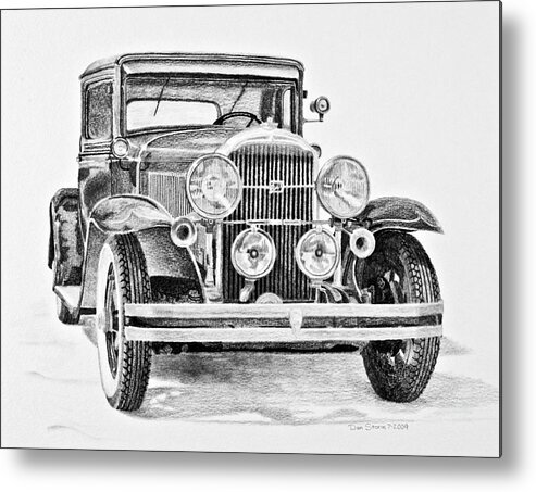 1931 Buick Metal Print featuring the drawing 1931 Buick by Daniel Storm