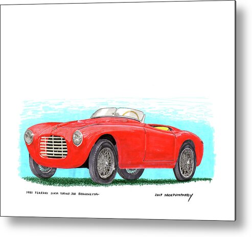 With Only 79 Ferrari 212 Barchettas Built Metal Print featuring the painting 1951 Ferrari 212 Barchettas by Jack Pumphrey