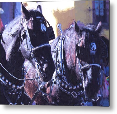 Horses Metal Print featuring the digital art Horses #2 by Cathy Anderson