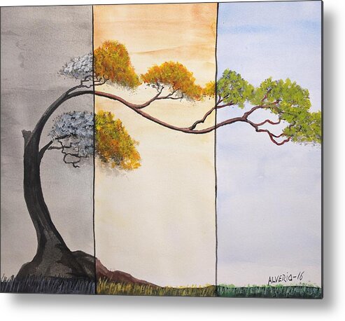 Bonsai Metal Print featuring the painting Time After Time #3 by Edwin Alverio