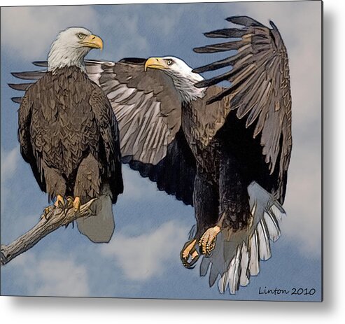 Bald Eagle Metal Print featuring the digital art Bald Eagle Pair #3 by Larry Linton