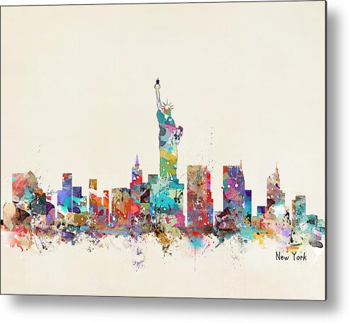 New York Skyline Metal Print featuring the painting New York City Skyline #3 by Bri Buckley