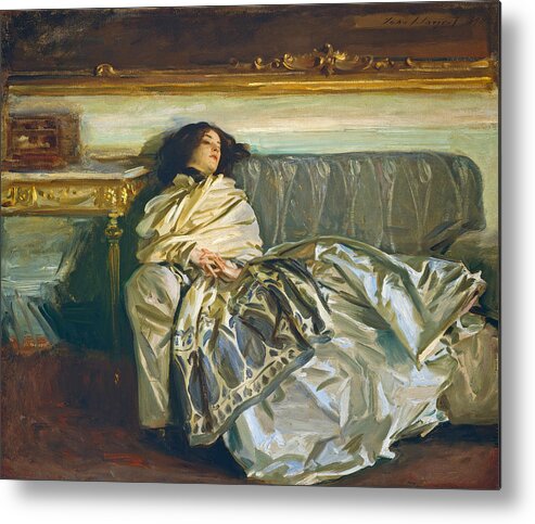 John Singer Sargent Metal Print featuring the painting Nonchaloir. Repose by John Singer Sargent