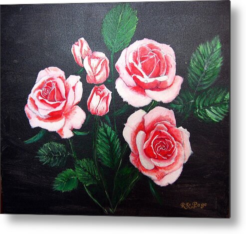 Roses Metal Print featuring the painting 3 Roses by Richard Le Page