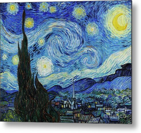 Vincent Metal Print featuring the painting The Starry Night by Vincent Van Gogh