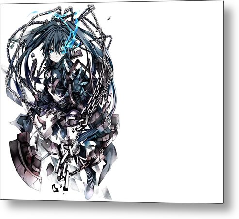Black Rock Shooter Metal Print featuring the digital art Black Rock Shooter #34 by Super Lovely
