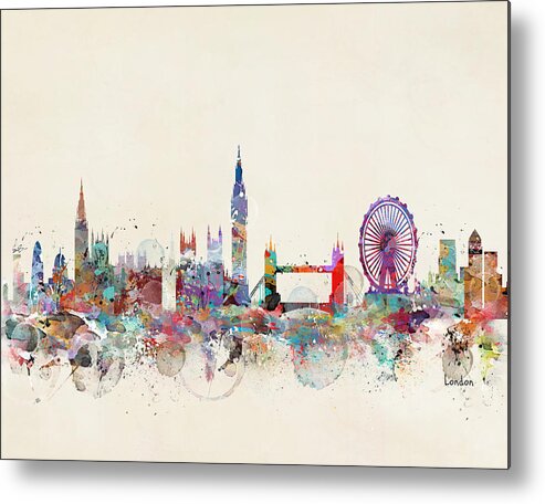 London Metal Print featuring the painting London City Skyline by Bri Buckley