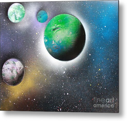 Space Art Metal Print featuring the painting 4 Planets by Greg Moores