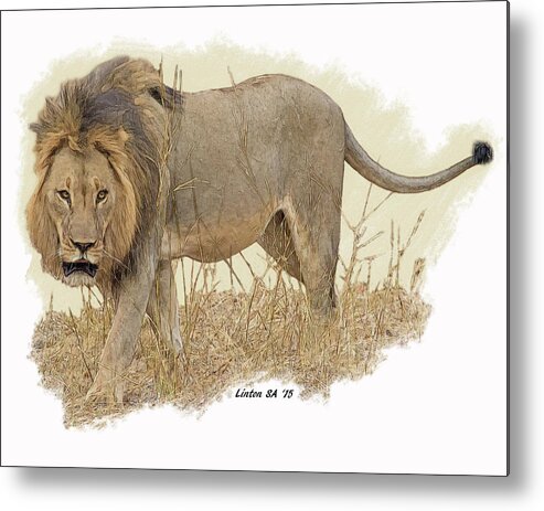 African Lion Metal Print featuring the digital art African Lion #8 by Larry Linton