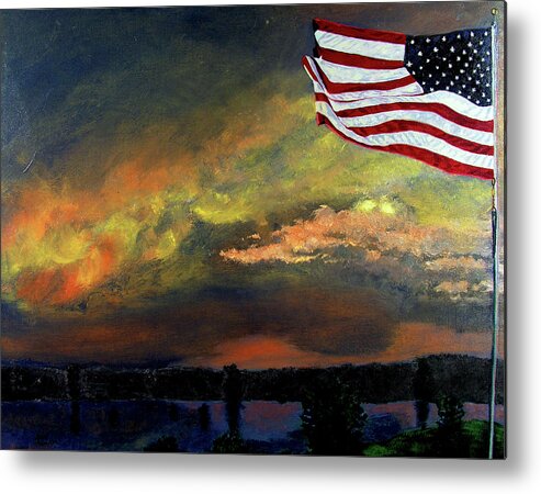 Landscape Metal Print featuring the painting 9-11 by Stan Hamilton