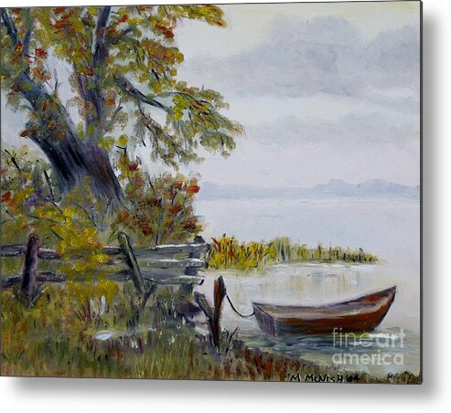 Boat Metal Print featuring the painting A boat waiting by Marilyn McNish