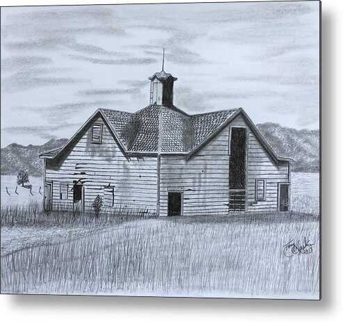 Carriage House Metal Print featuring the drawing A Forgotten Past by Tony Clark