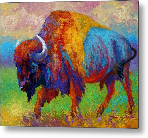 Wildlife Metal Print featuring the painting A Journey Still Unknown - Bison by Marion Rose