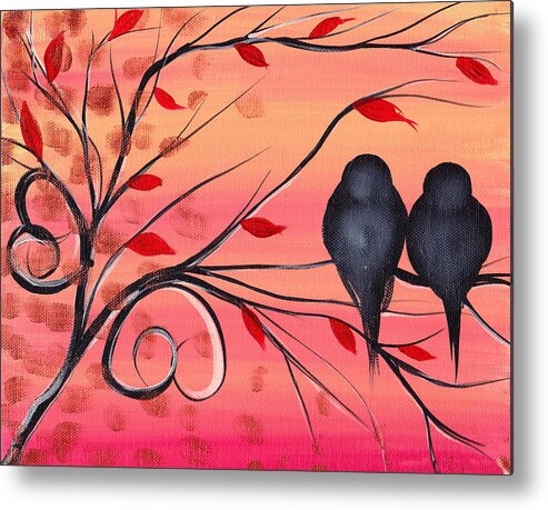 Birds Metal Print featuring the painting A morning with you by Abril Andrade